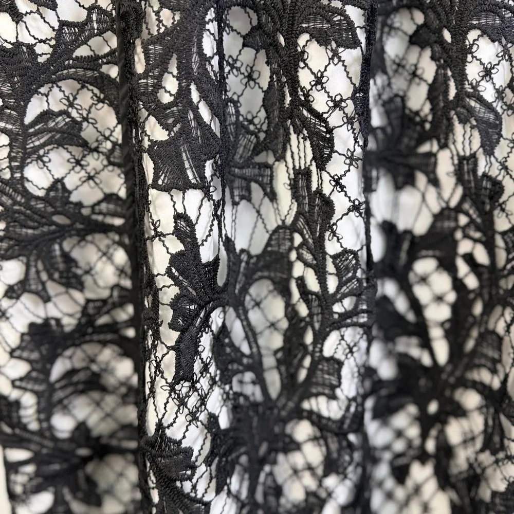 NEW Joh. Black Lace Overlay Maxi Skirt Style 34072W Size S Elastic Waist Pockets